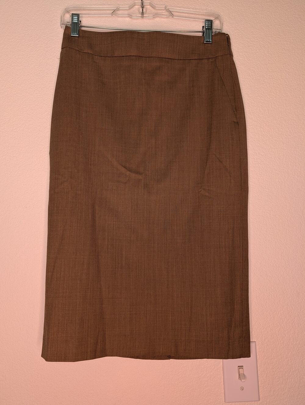 Banana Republic NWT Brown Wool Pencil Skirt Women's 2 Academia Professional Slit